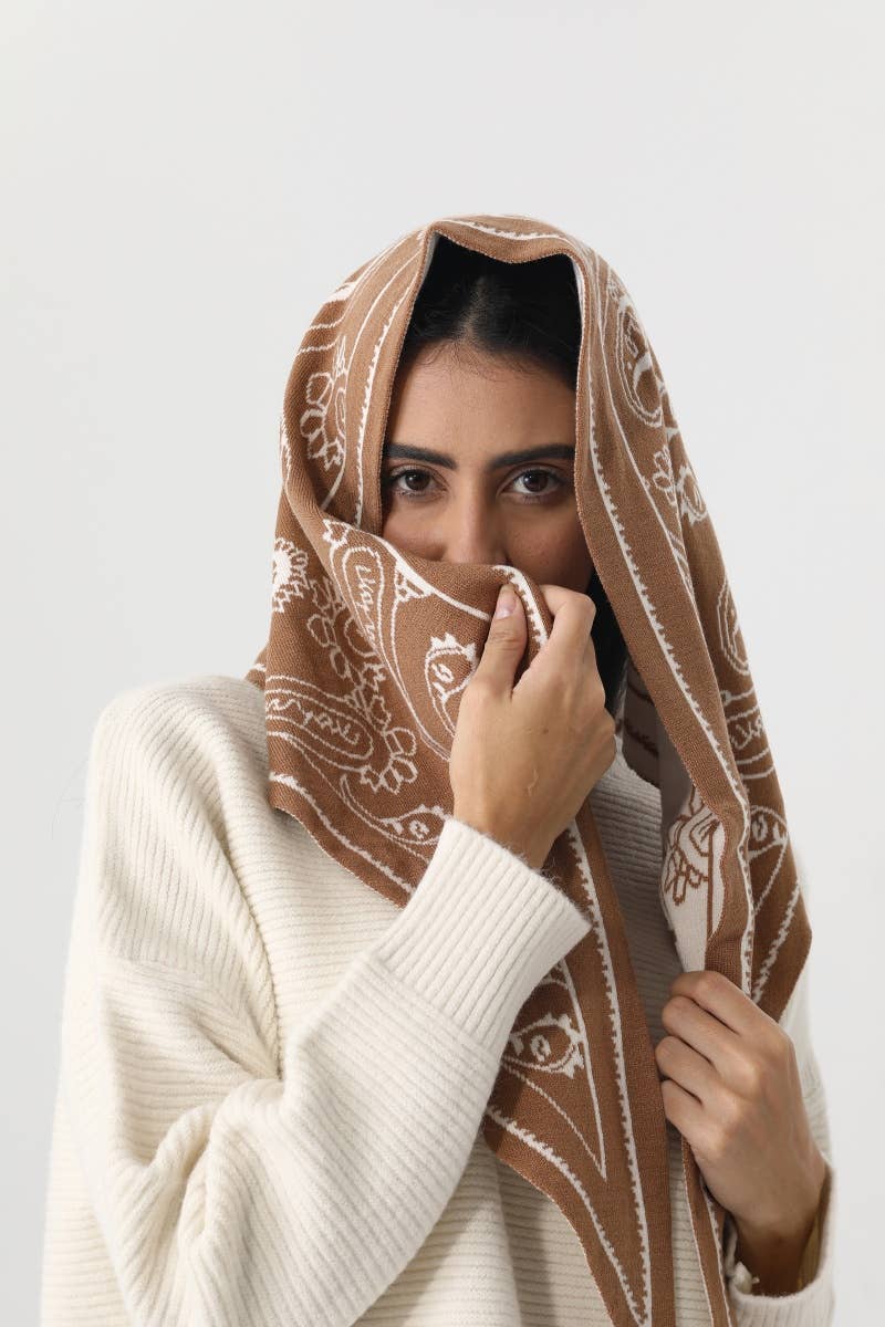 Paisley Knit Triangle Scarf