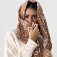 Paisley Knit Triangle Scarf
