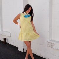Side Tie Gingham Flounce Dress