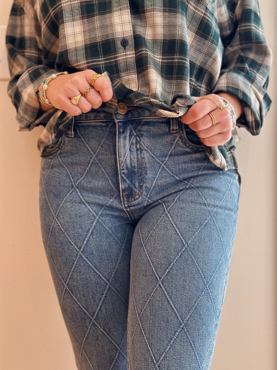 Kelsey Kick Flare Ankle: Abloom