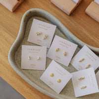 Sun Stud - White Opal - Gold Earrings