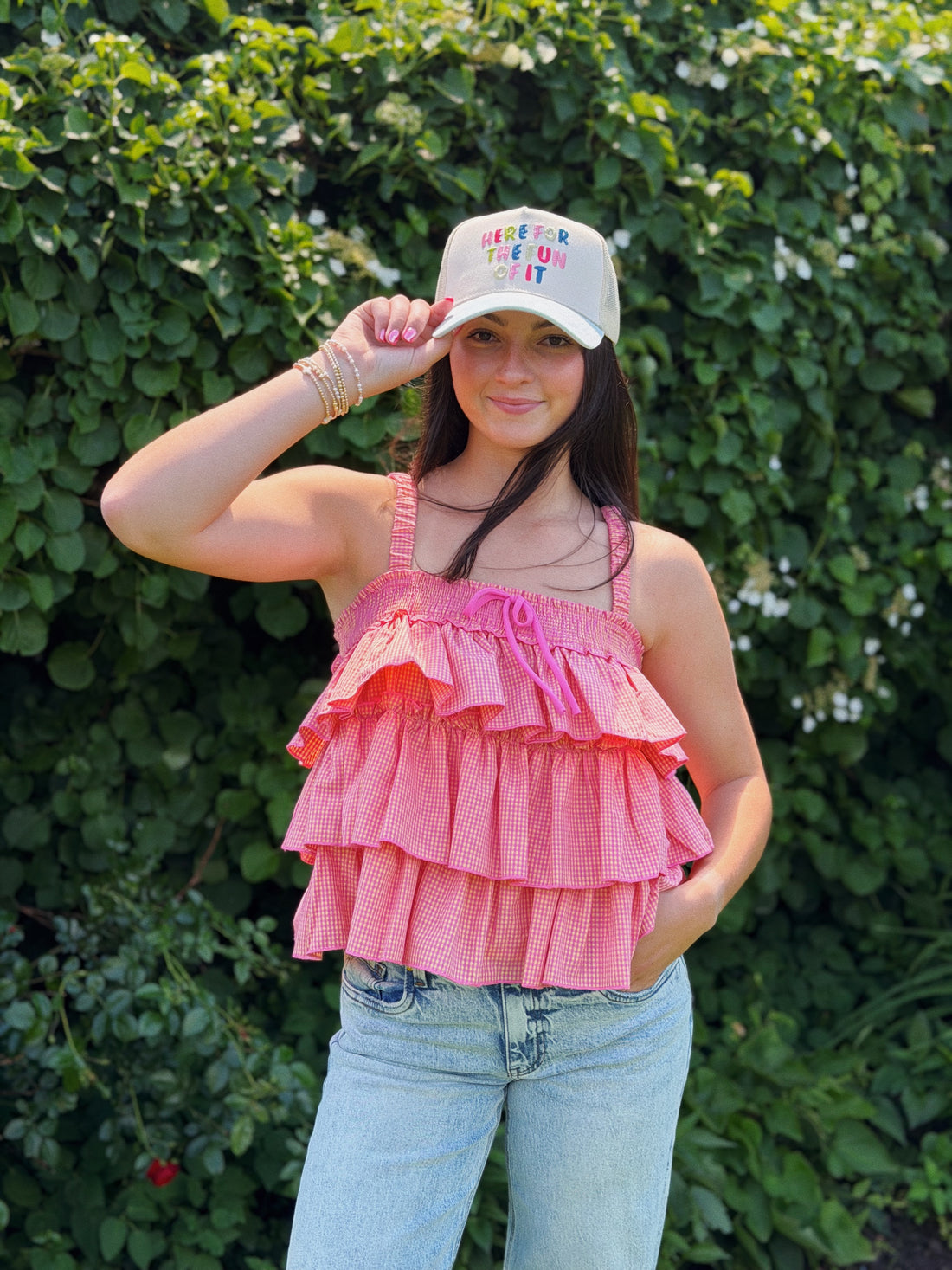 Ruffled Checkered Cami