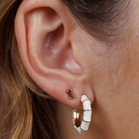 Vintage Hoop Earrings - Cream Enamel