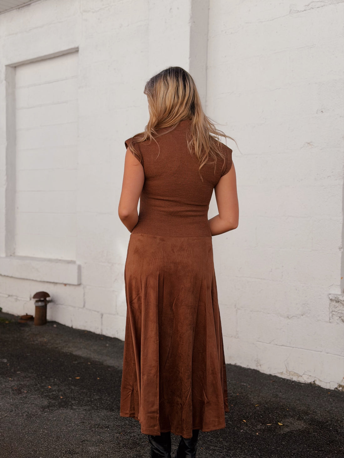 Sepia Mock Neck Dress