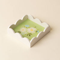 Scallop Trinket Tray: Dainty Floral Green