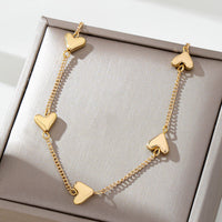 Puffed Heart Station Necklace