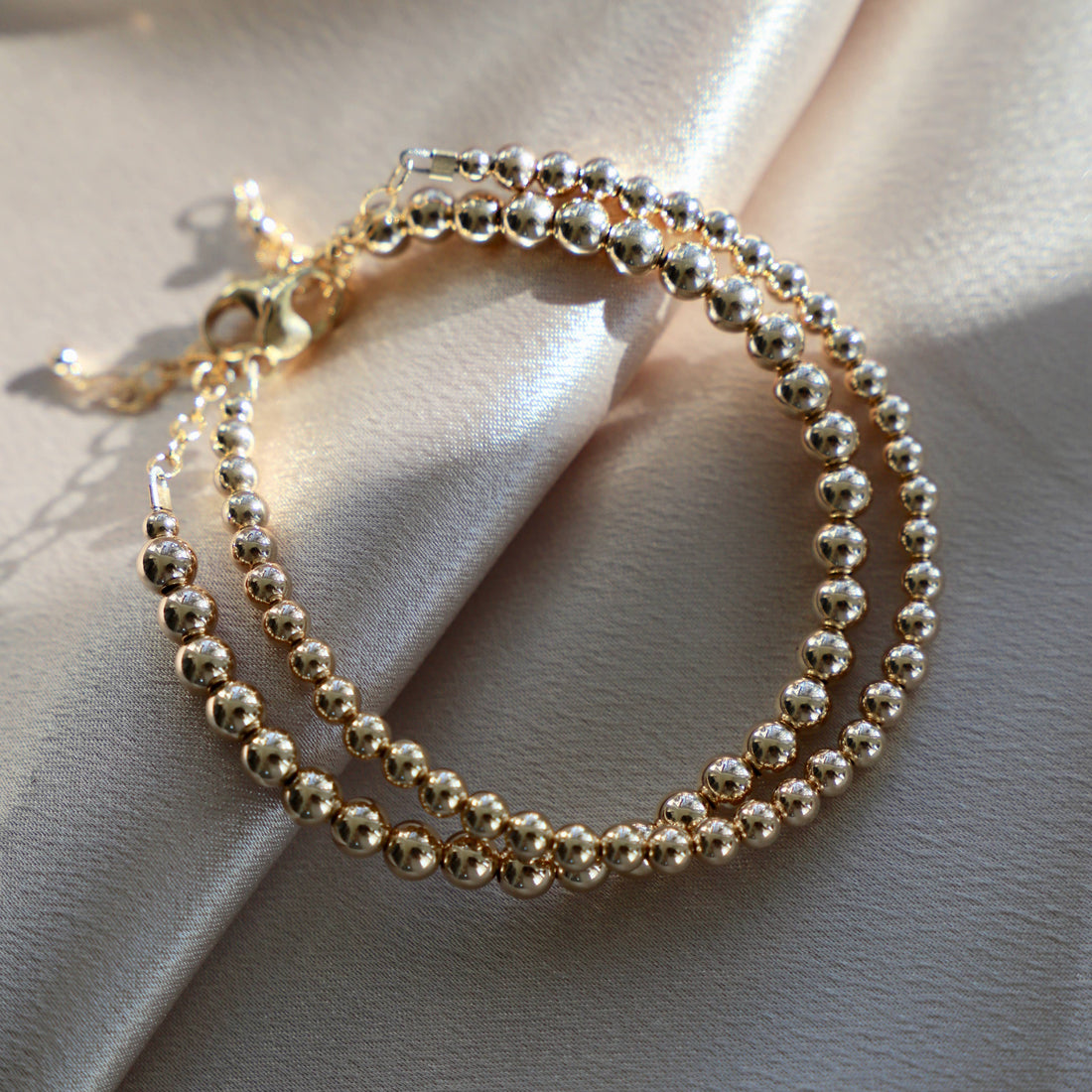 Gold Filled Beaded Bracelets: 5MM