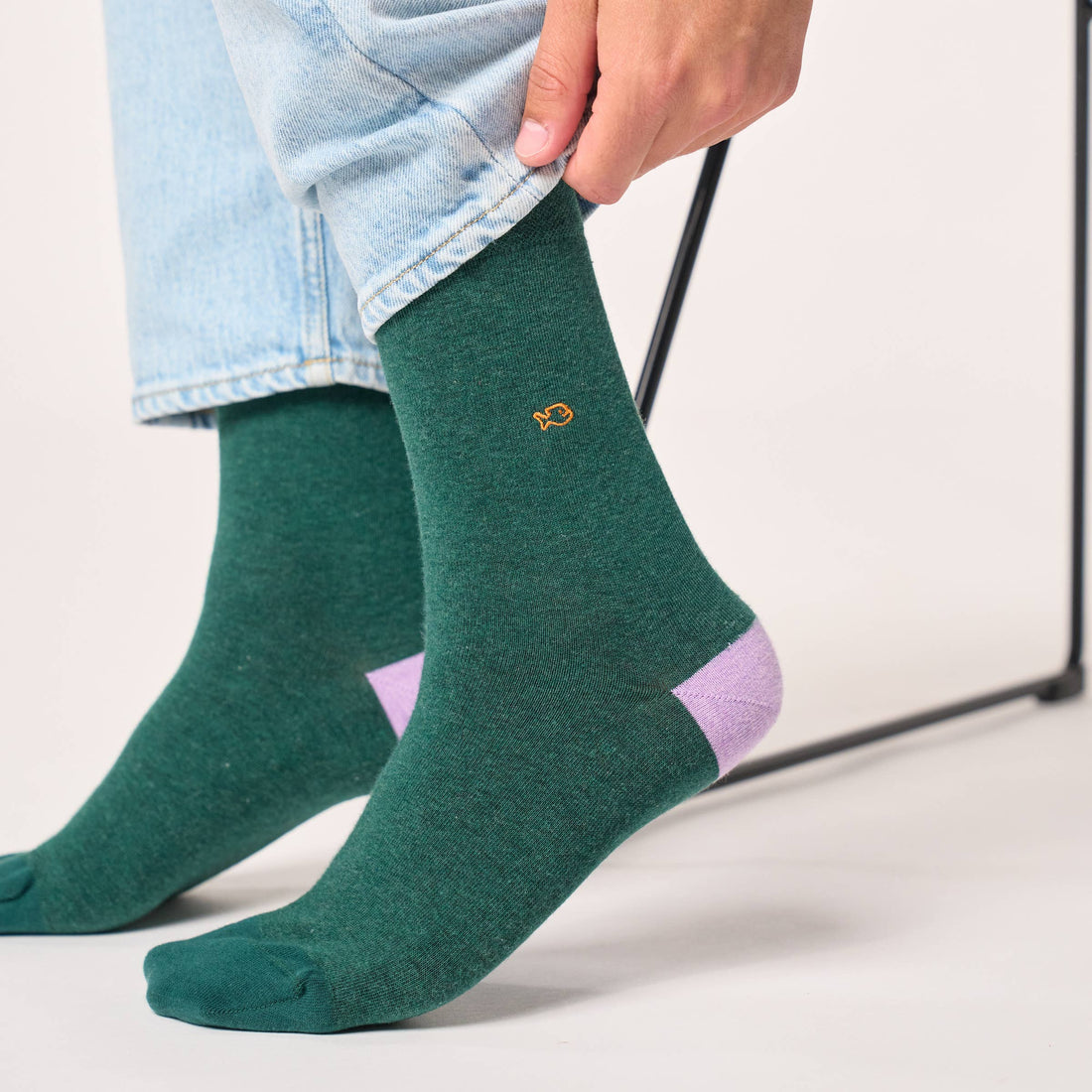 Solid combed cotton socks - Heather green