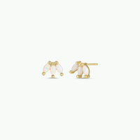 Opal Crown Stud - White - Gold Earrings