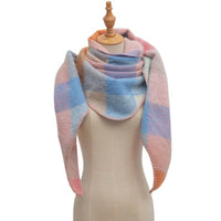 Plaid Multi Color Fleece Triangle Scarf