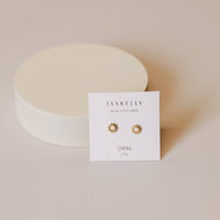 Sun Stud - White Opal - Gold Earrings