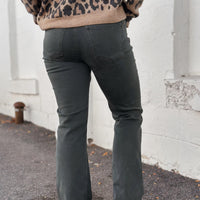 Kelsey High Rise Kick Flare: Pewter Green