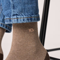 Plain combed cotton socks - Heather brown