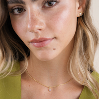 Opal Crown Stud - White - Gold Earrings