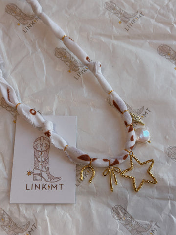 Bandana Charm Necklace: White/Open Star