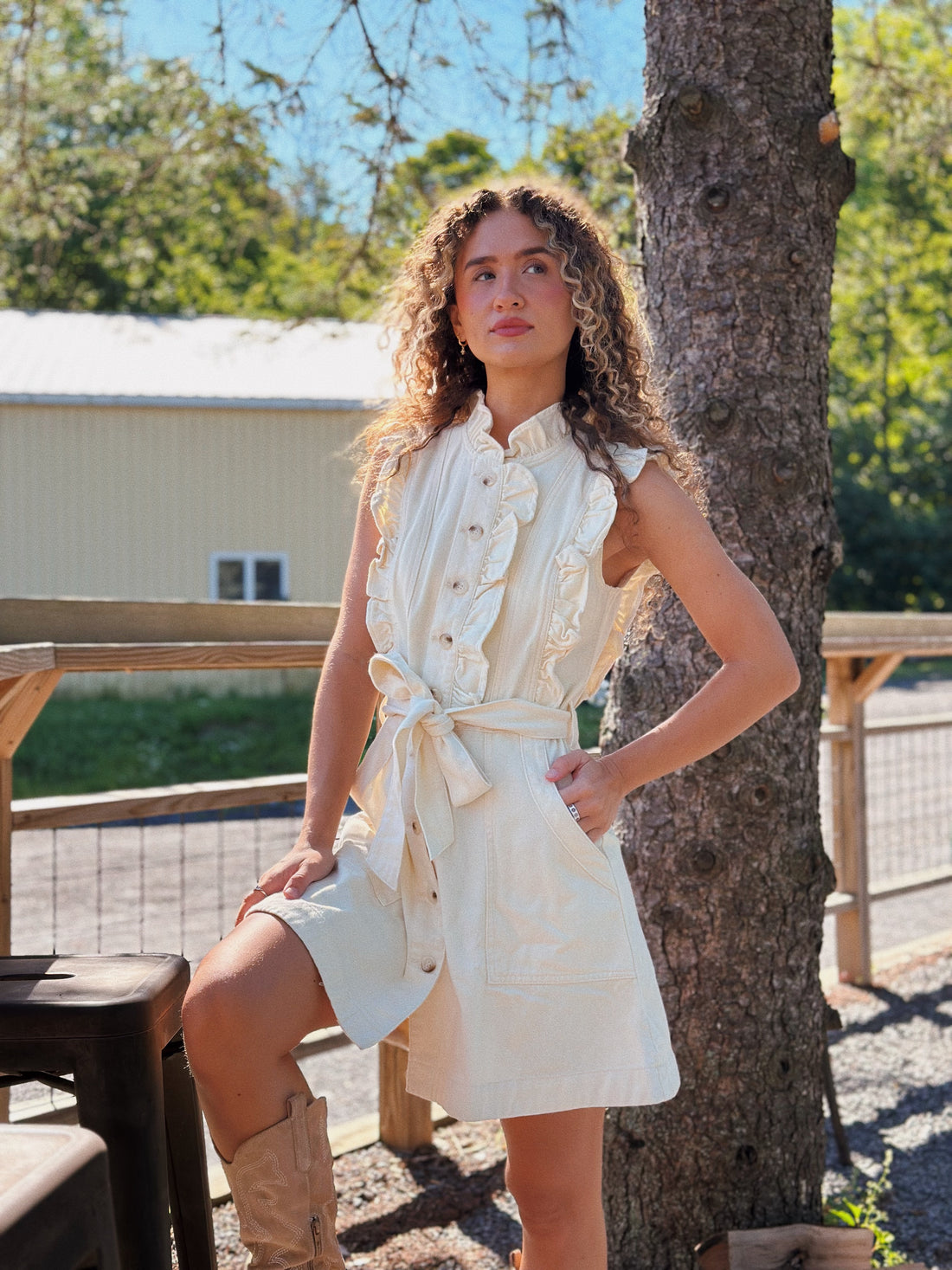 Ruffled Denim Dress
