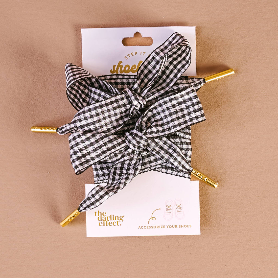 Step It Up Shoelaces: Gingham Black