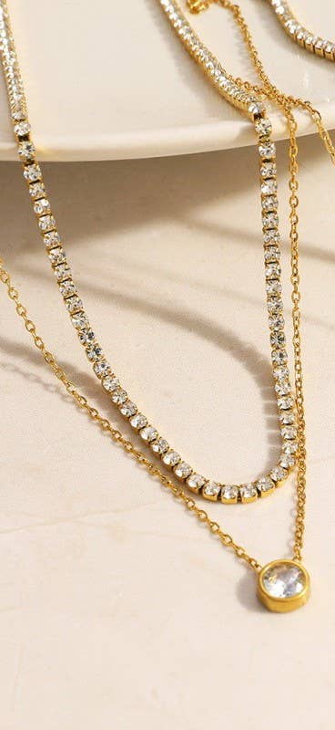 18K STAINLESS STEEL TARNISH FREE LAYERED NECKLACE
