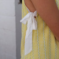 Side Tie Gingham Flounce Dress