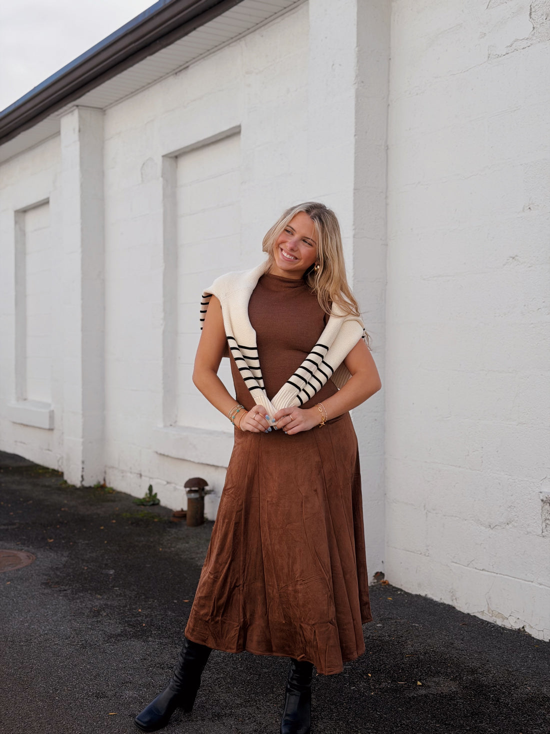Sepia Mock Neck Dress