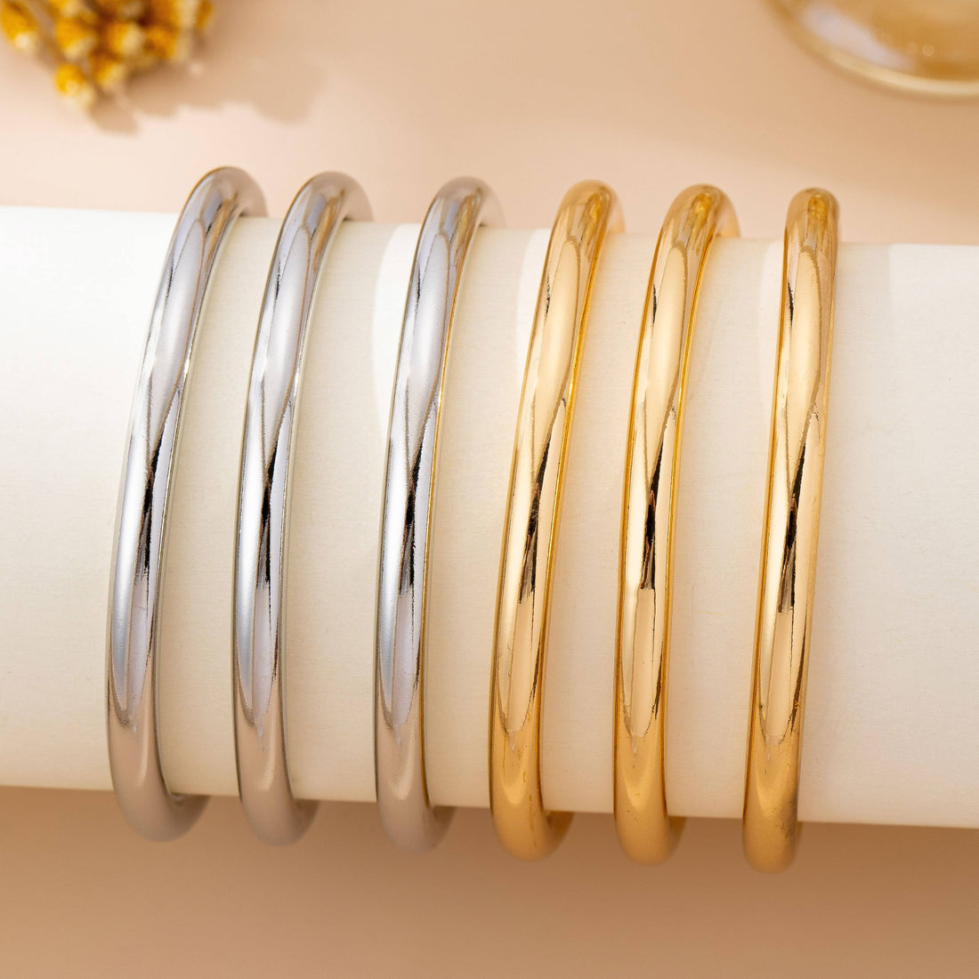 Chunky Triple Tube Bangle Set