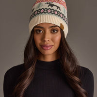 Ivory Deer Winter Pattern Pom Hat