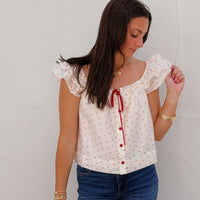 Ditsy Print Ribbon Tie Tank