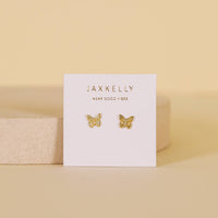 Gold Butterfly Stud Earrings