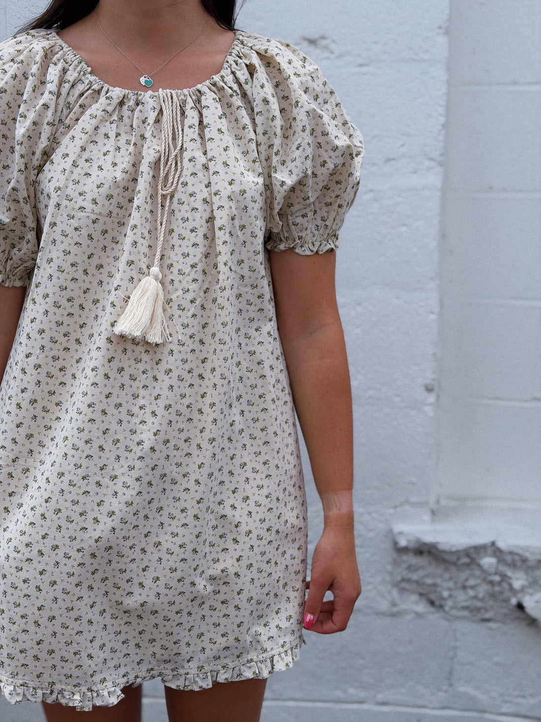 Ruffled Hem Puff Sleeve Mini