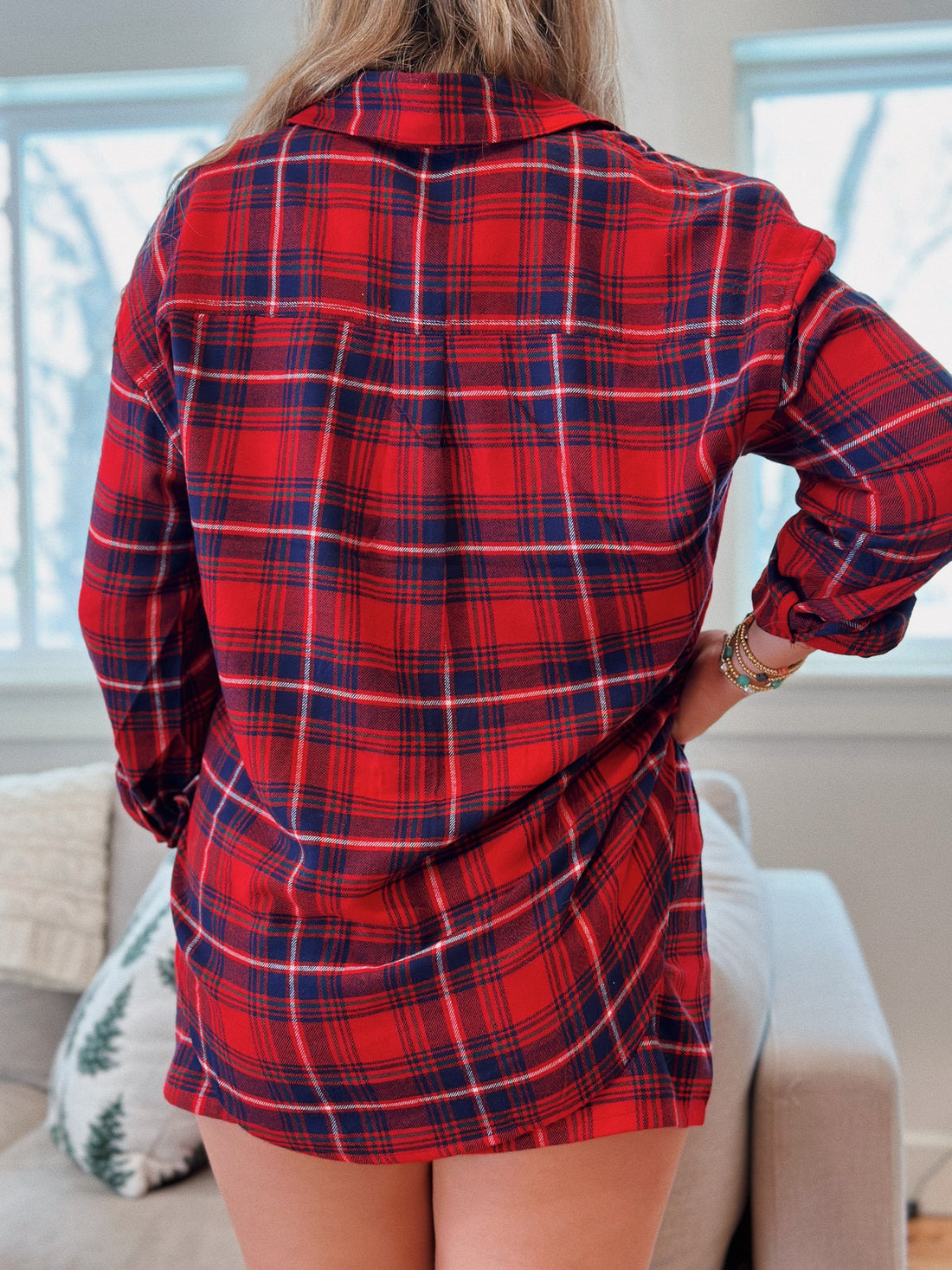 River Plaid Button Up: Haute Red