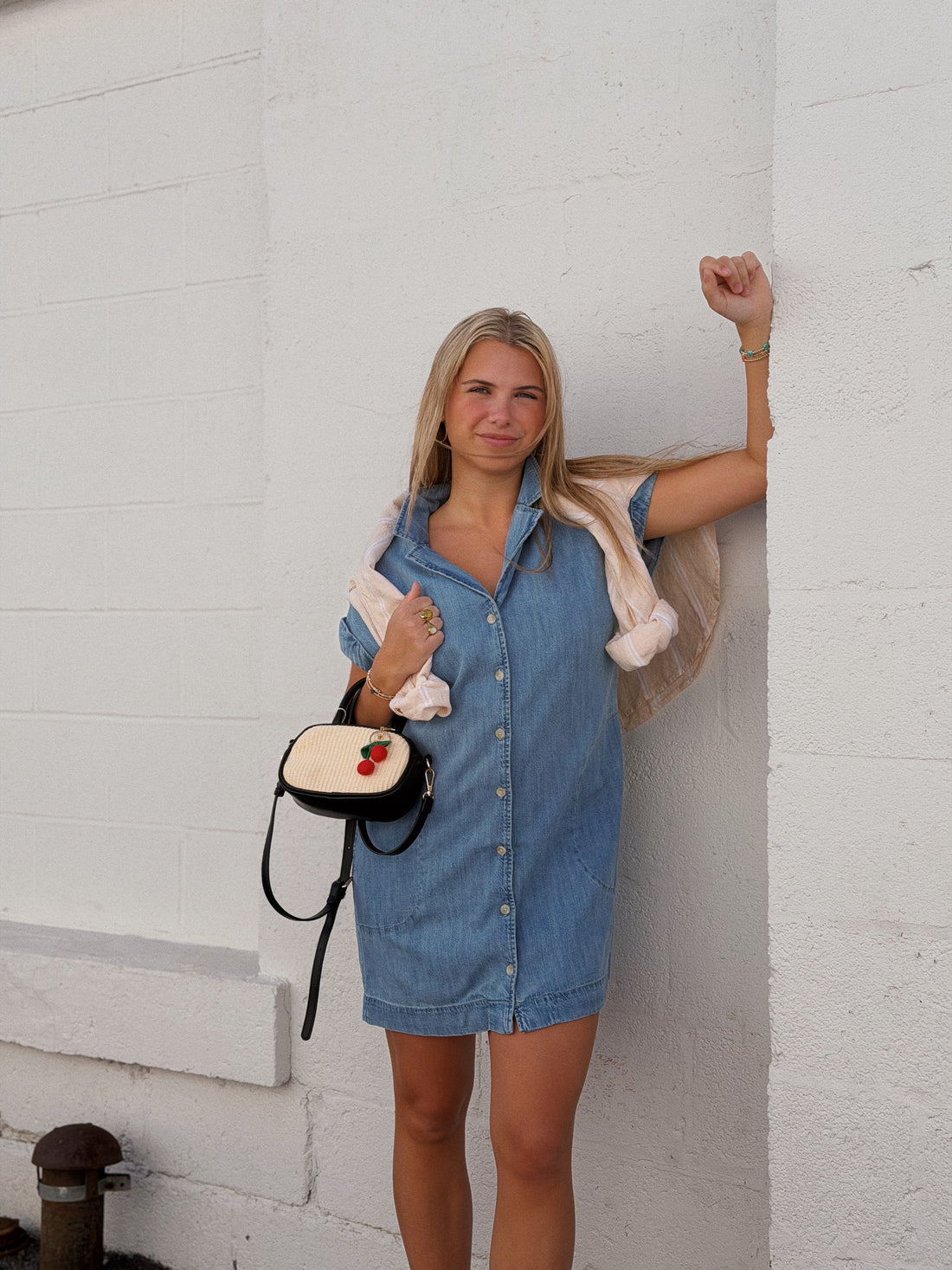 white christmas dresses Mimi Sleeveless A-Line Denim Mini Dress Medium Wash Small main image 0