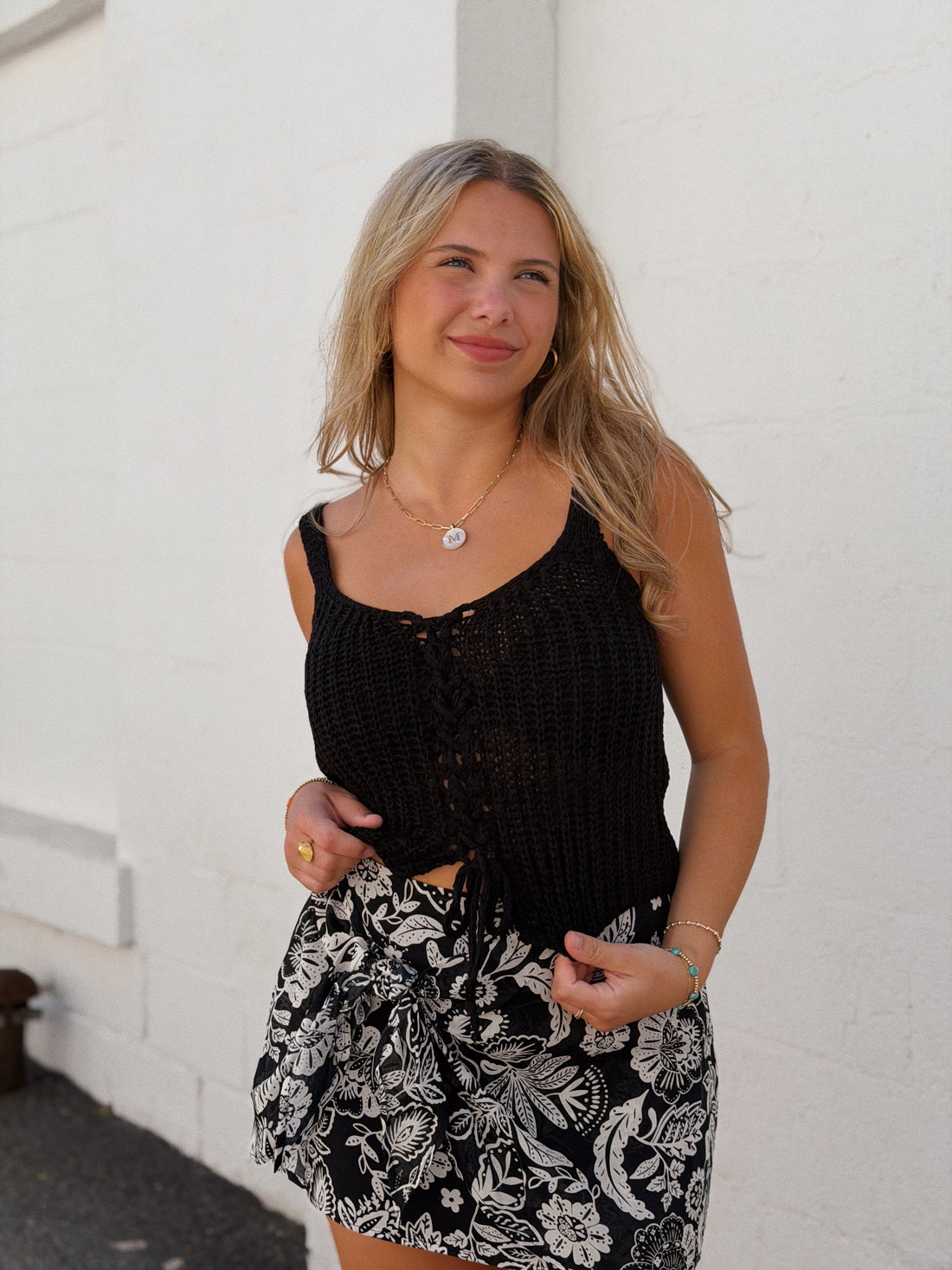 Tate Lace Up Sweater Top