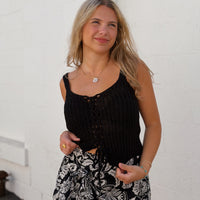 Tate Lace Up Sweater Top