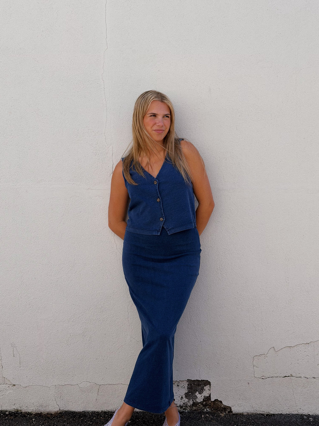 Noelle Jersey Denim Top