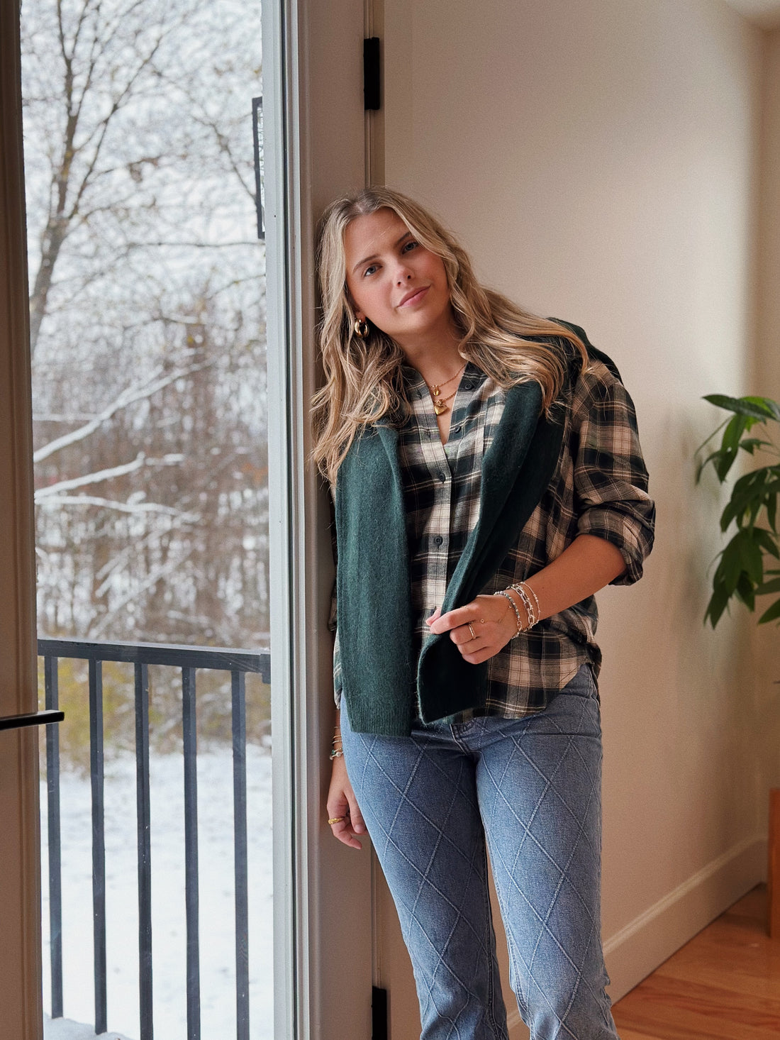 River Plaid Button Up: Garland Green