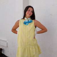 Side Tie Gingham Flounce Dress