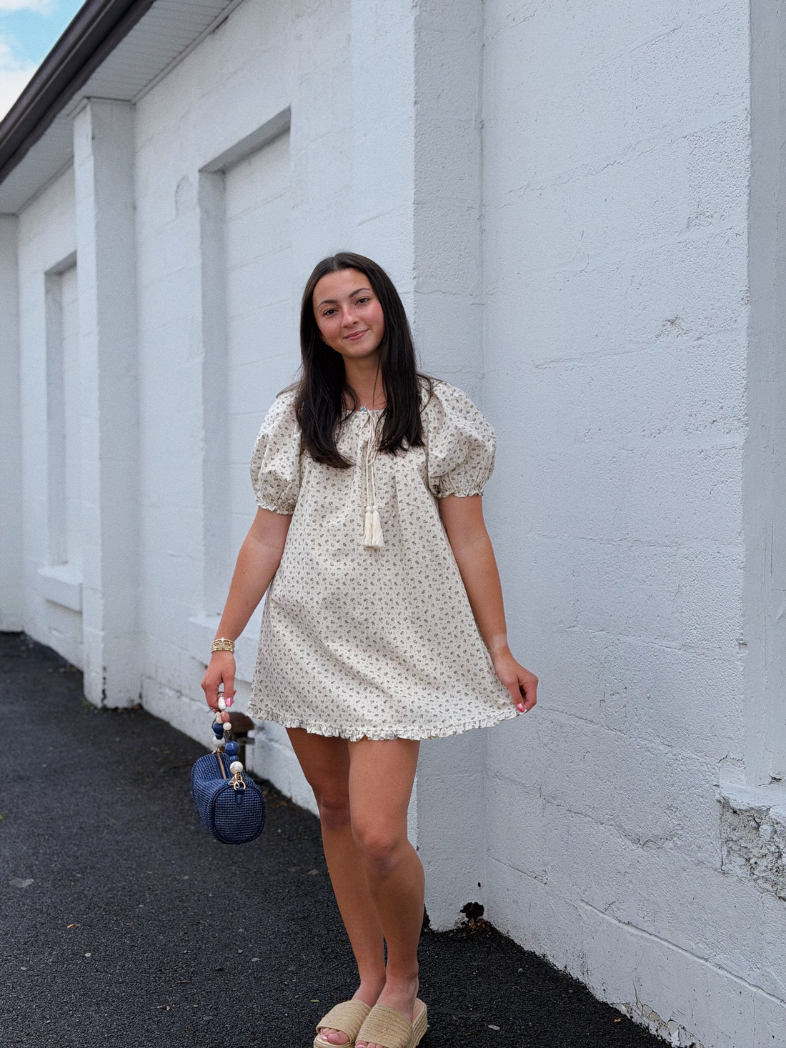 Ruffled Hem Puff Sleeve Mini