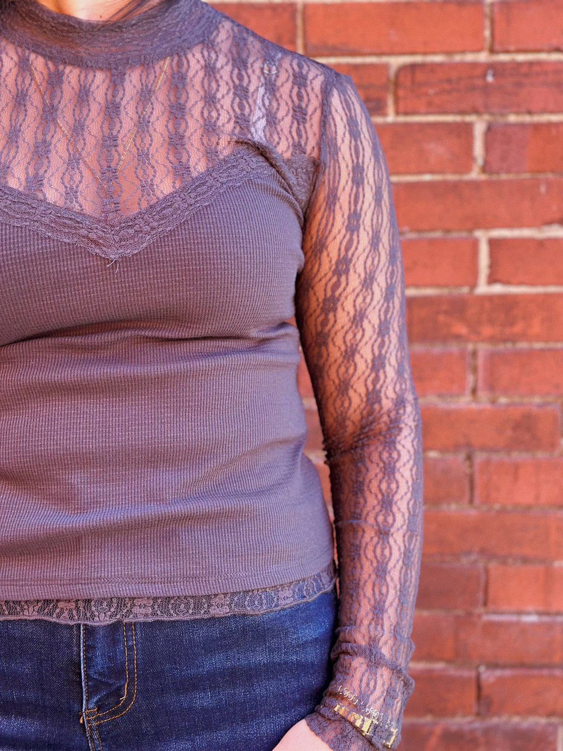 Cherie Lace Mock Neck