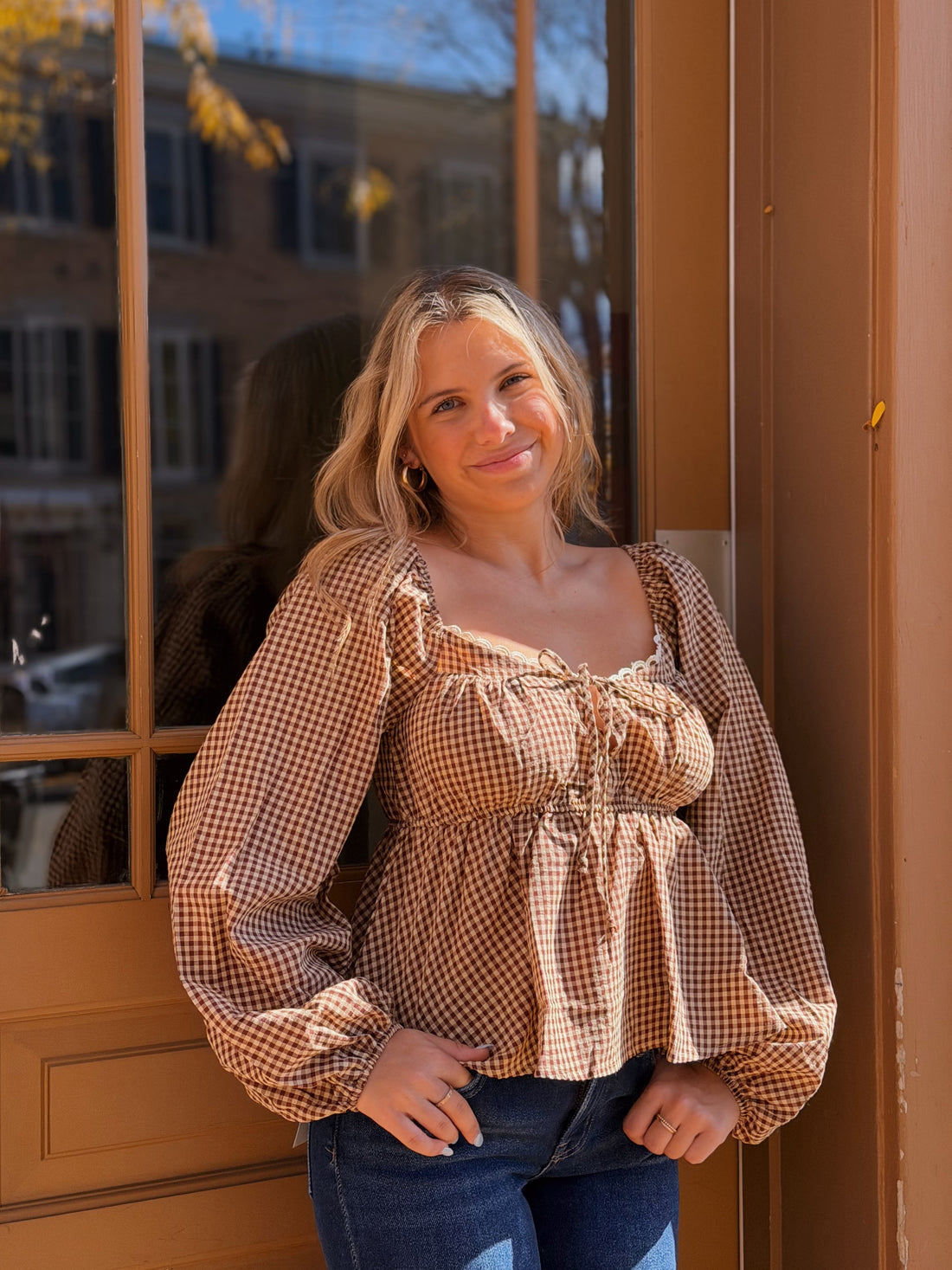 Liesel Gingham Peplum Top