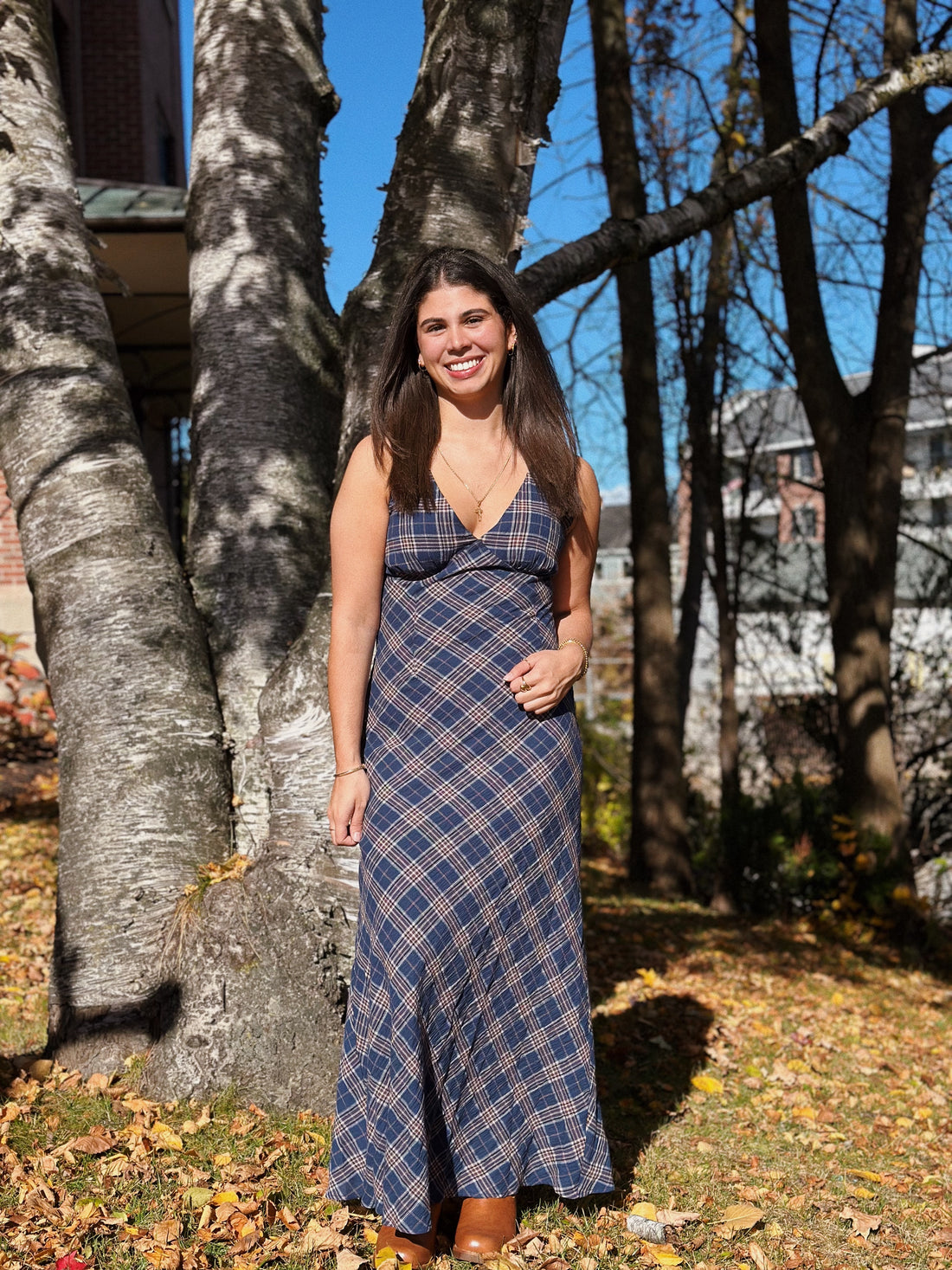 Dylan Plaid Maxi Dress