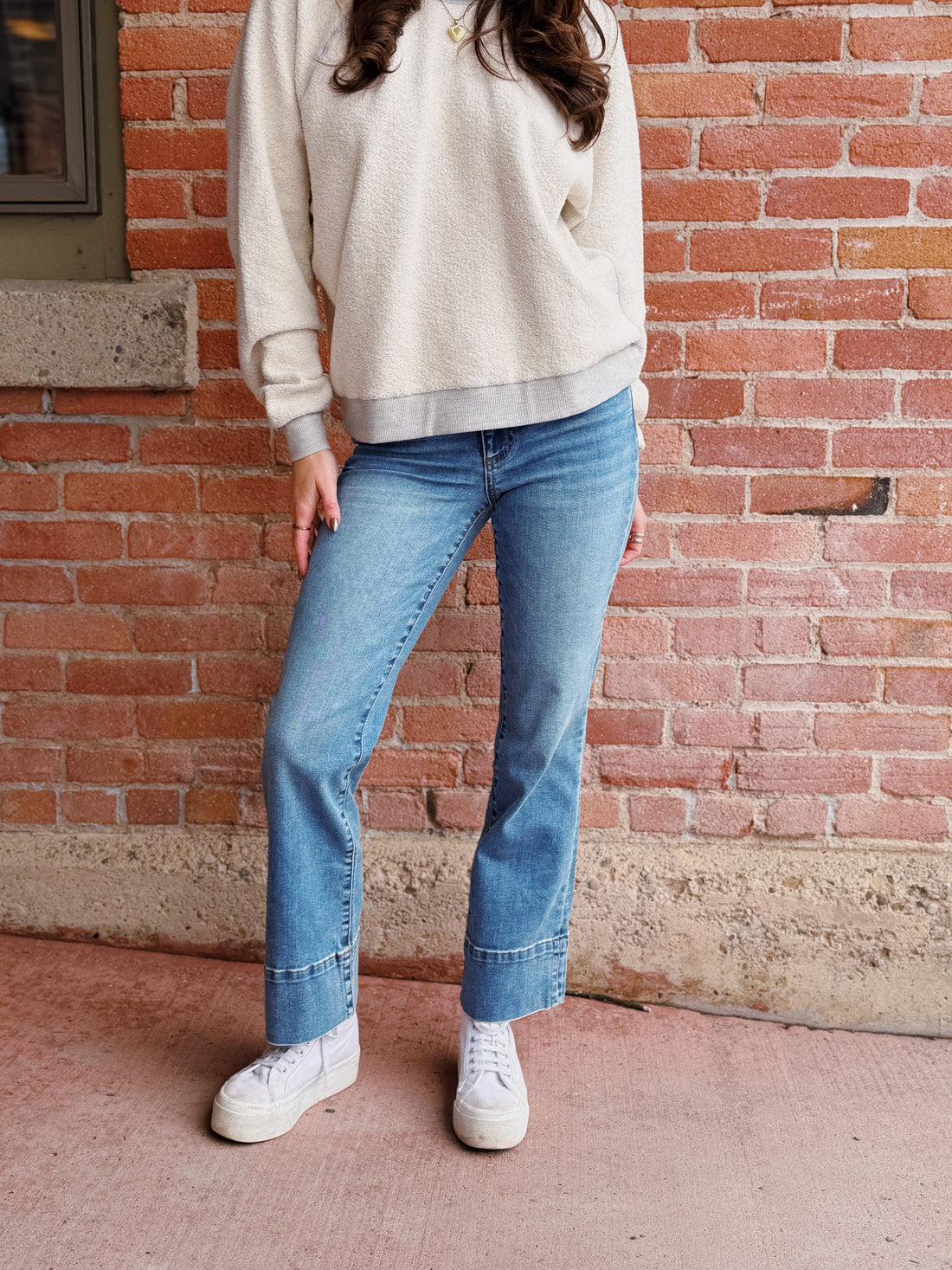 Kelsey Mid Rise Kick Flare Long: Contract