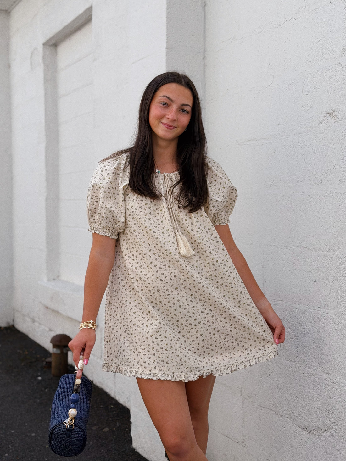 Ruffled Hem Puff Sleeve Mini