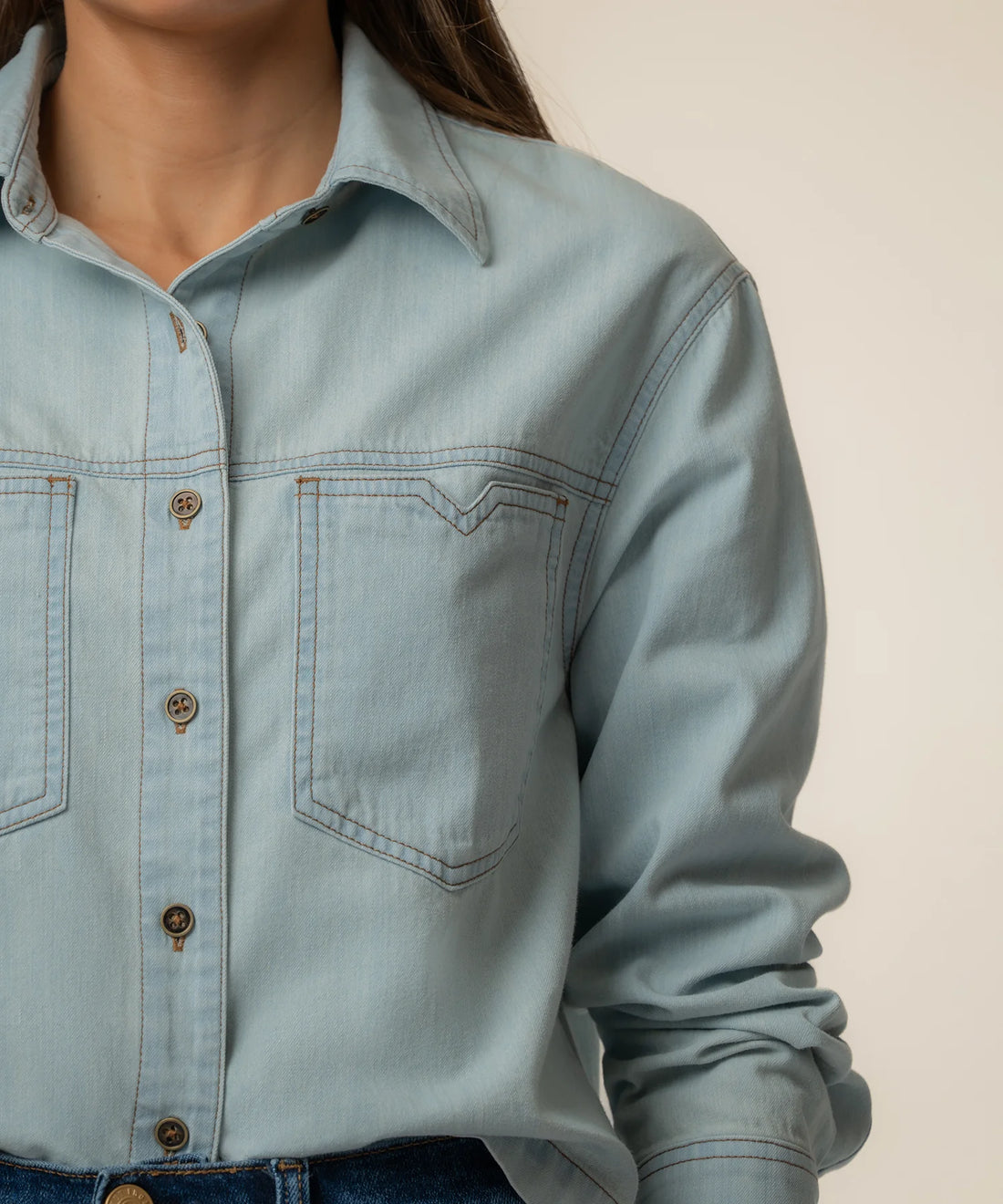Aubrey Crop Denim Shirt