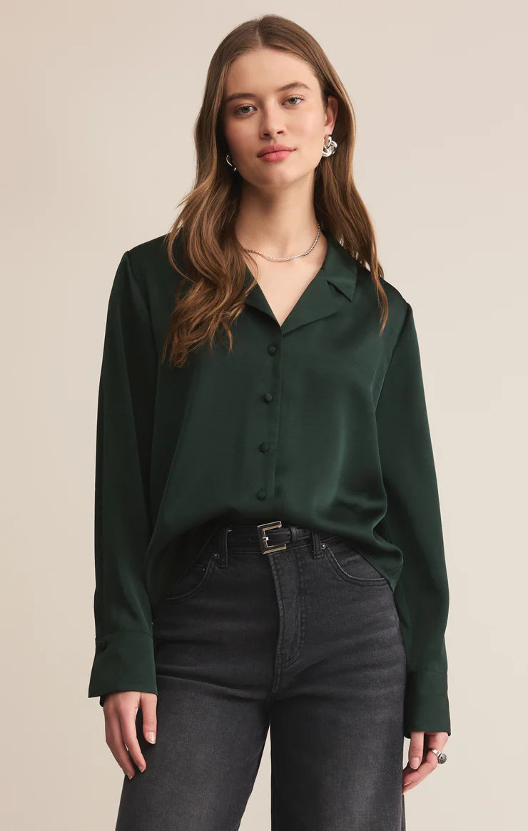 Ana Satin Button Up