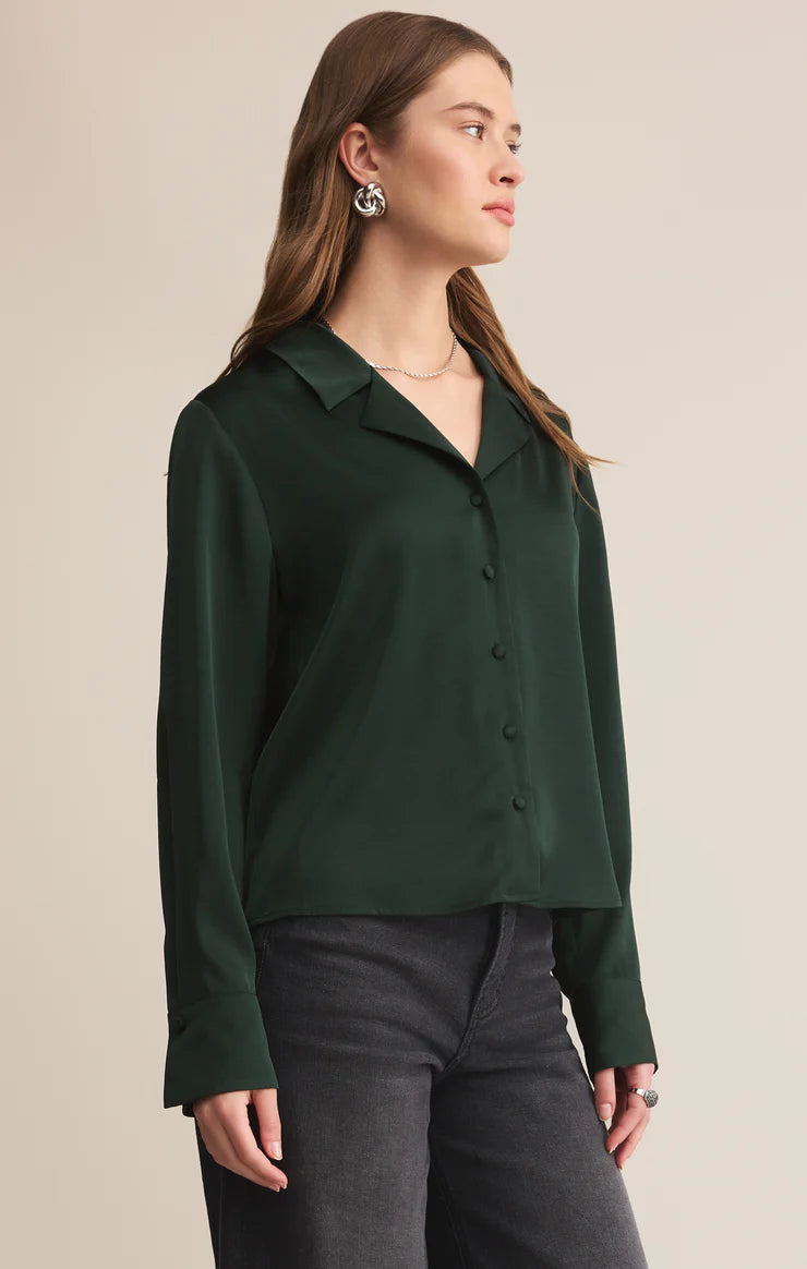 Ana Satin Button Up