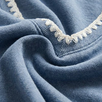 Cam Knit Denim Whipstitch Top