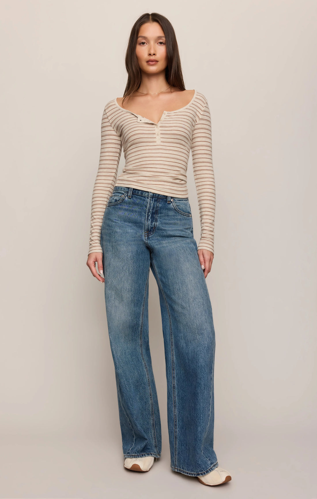 Andie Striped Henley Top