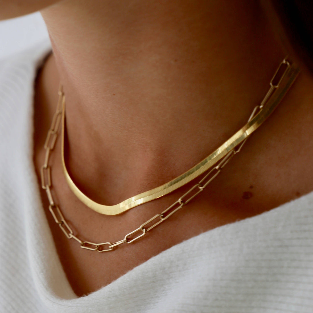 Women's Herringbone Chain - 3mm - Gold Necklace - JAXXON
