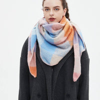 Plaid Multi Color Fleece Triangle Scarf