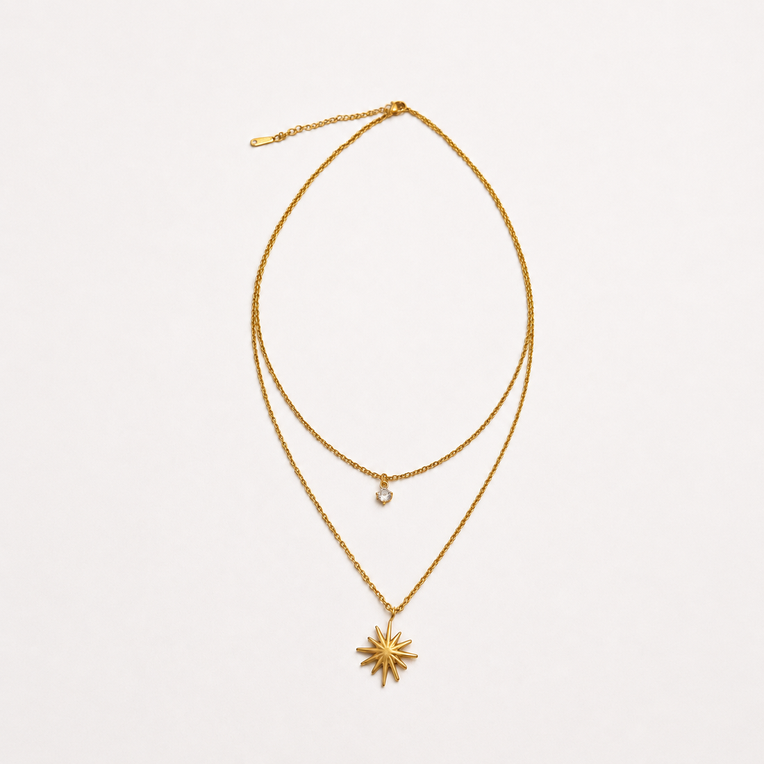 18K STAINLESS STEEL TARNISH FREE LAYERED NECKLACE: STARBURST